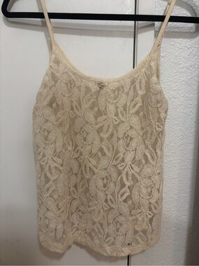 Vintage Y2K Kirra Lace Overlay Cami tank in Cream small boho adjustable strap
